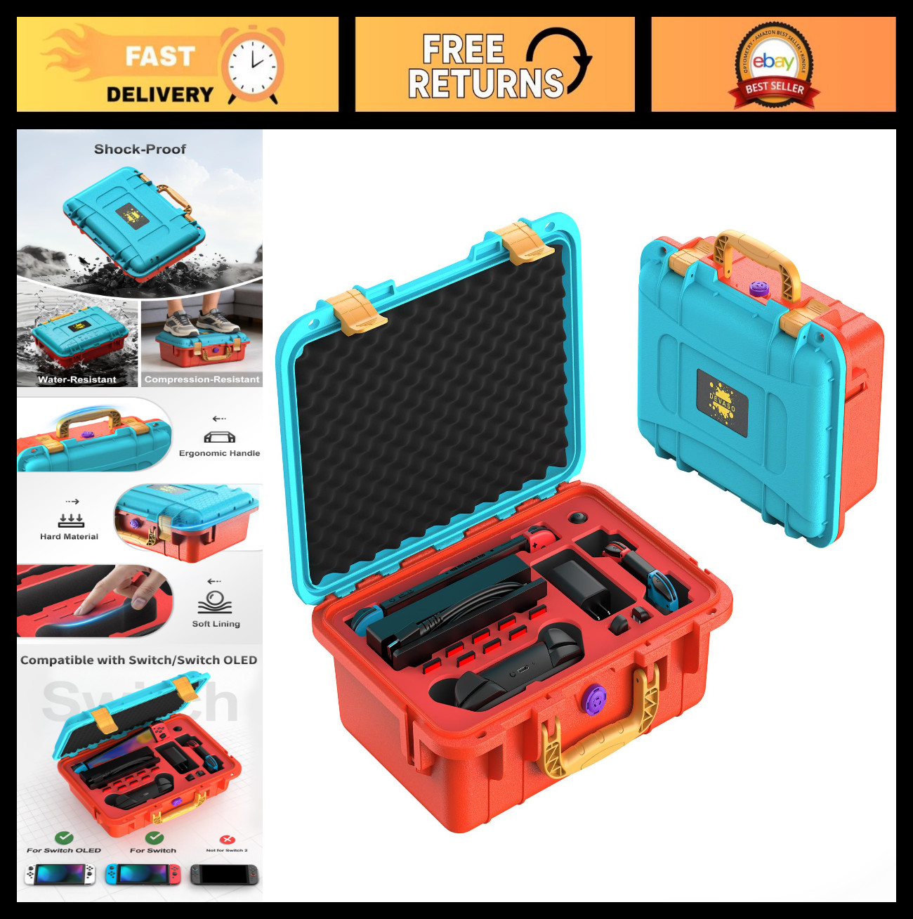 Deluxe Waterproof Carrying Case for Nintendo Switch & OLED – Travel Bag with Sof