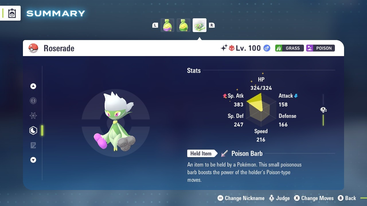 Pokémon Legends: Z-A Shiny Roserade 6iv ✨Max EV✨ALPHA