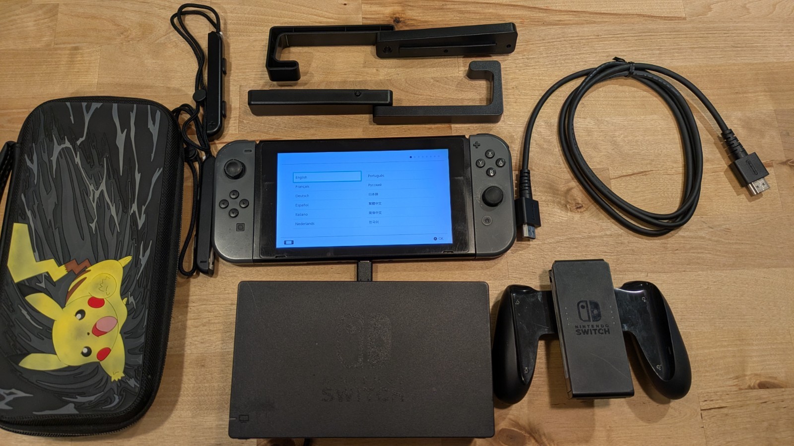 Nintendo Switch with Gray Joy‑Cons + Case + Travel holders + 2 LEGO Games!!